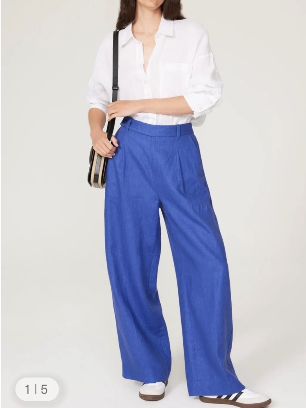 Madewell Harlow 100% linen wide leg pants royal blue - Picture 5 of 11